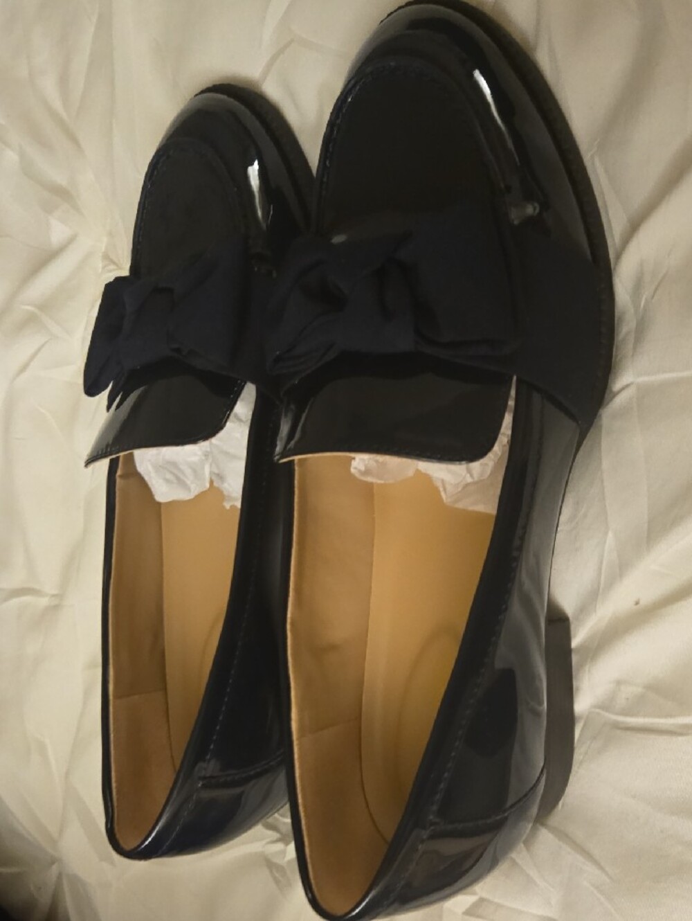 Bandalino Navy Patent Loafers with Bow - Picture 3 of 4